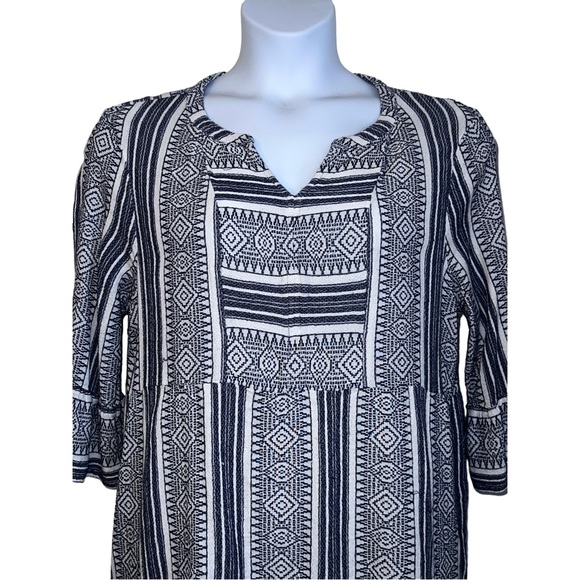 Macy’s Style & Co Tunic Dress Top Size XXL Blue & White Bohemian Style Relaxed - Picture 2 of 6